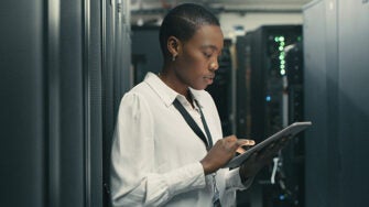 IT technician in server room